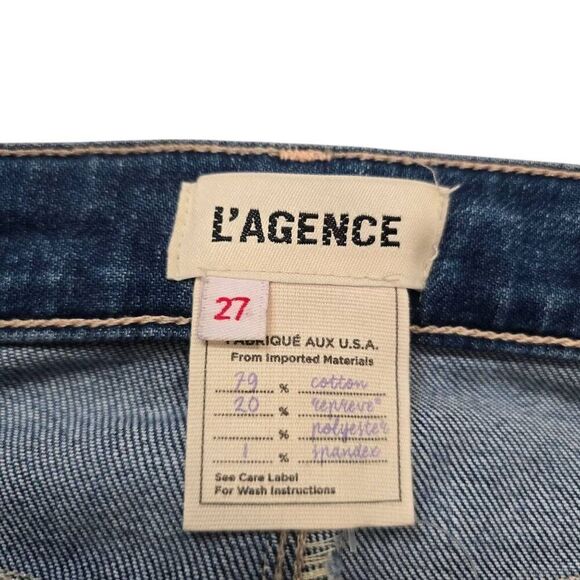 L'agence Jeans Womens 27 Blue Denim Mid Rise Frayed Hem Zip Fly Straight Stretch - Picture 4 of 6